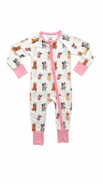 In My Jammers - Pink Easter Pups Zipper Romper