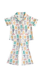 In My Jammers - Easter Bows Button Up Flare Set