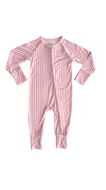 In My Jammers - Pink Stripe Zipper Romper