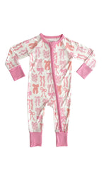 In My Jammers - Spring Floral Bows Zipper Romper