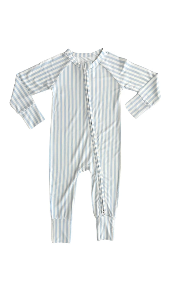 In My Jammers - Blue Stripe Zipper Romper