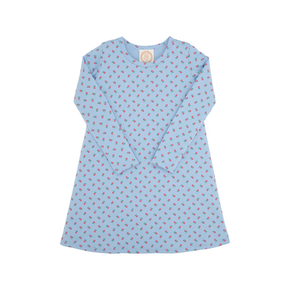 The Beaufort Bonnet Company - Barrington Blue Midway Micro Floral Long Sleeve Polly Play Dress