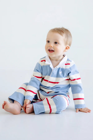 The Beaufort Bonnet Company - BarrBlue, RichRed, PalmettoPearl & White Sir Proper's Rugby Romper