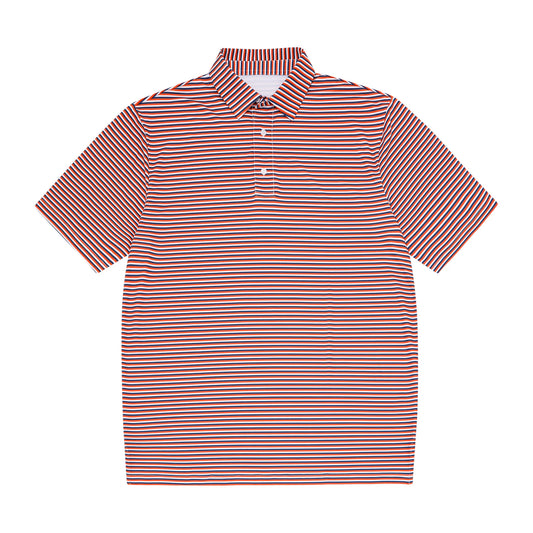 Orange, Navy & White Stripe Polo