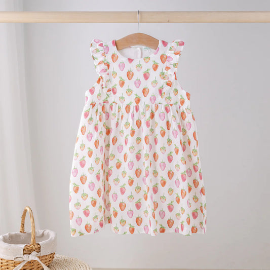 Nola Tawk Berry Cute organic muslin dress for babies with floral pattern and soft, breathable fabric, perfect for warm weather.