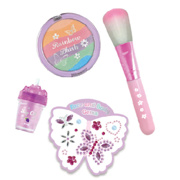Hot Focus Tie Dye Butterfly blush and brush set with vibrant butterfly design, perfect for playful makeup looks.