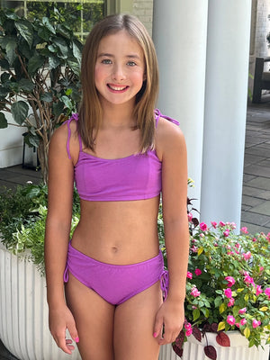 James & Lottie - Two Piece Swim, Textured Purple Triangle BE