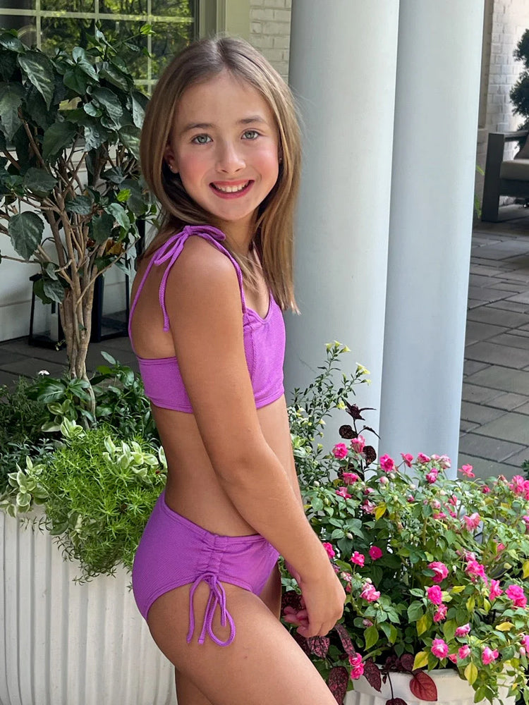 James & Lottie - Two Piece Swim, Textured Purple Triangle BE