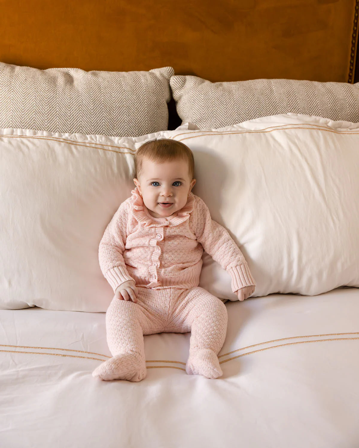 Blush Pink Knit Cardigan and Footed Pant