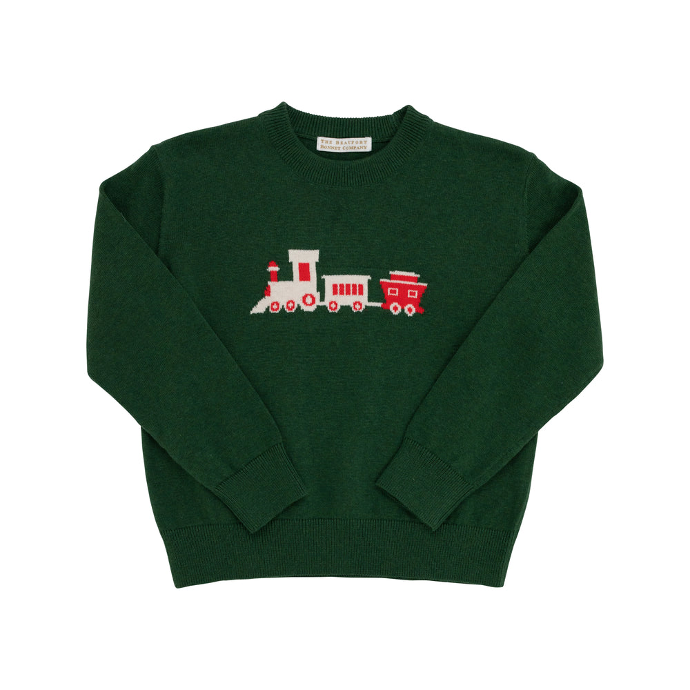 The Beaufort Bonnet Company - Grier Green Train Isaac's Intarsia Sweater