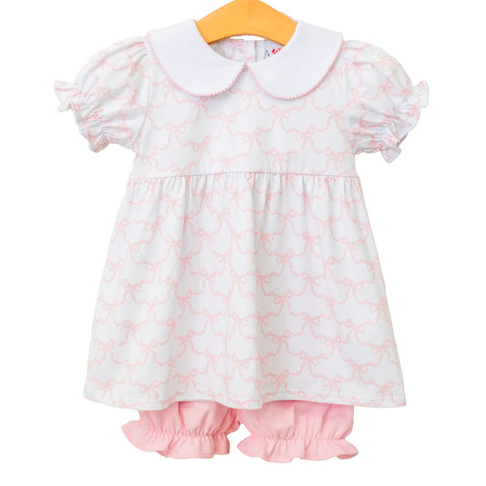 Jellybean - Pink Trellis Bow Charlotte Bloomer Set