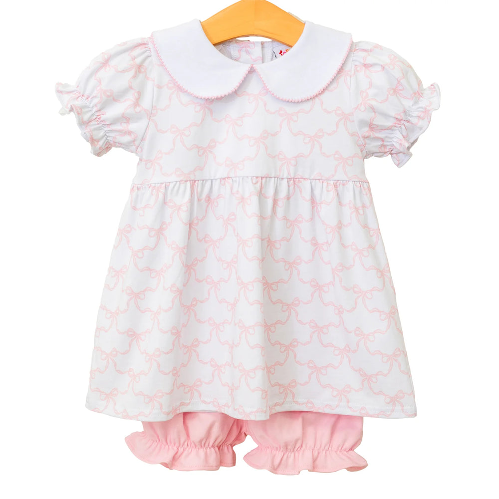 Jellybean - Pink Trellis Bow Charlotte Bloomer Set