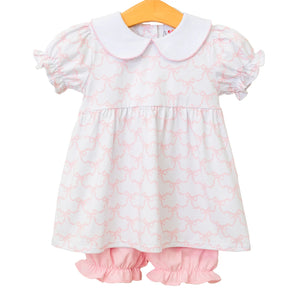 Jellybean - Pink Trellis Bow Charlotte Bloomer Set