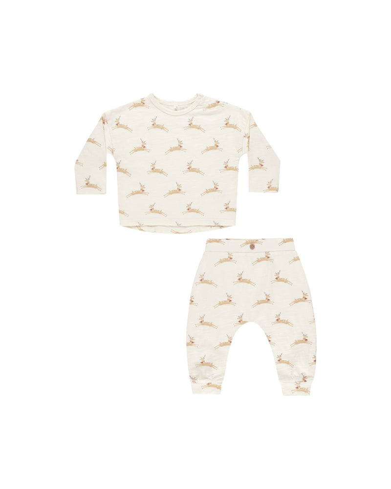 Rylee & Cru - Reindeer LS Tee + Pant Set