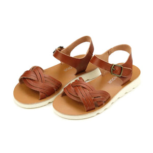 L'Amour - Cognac Athena Braided Sandal