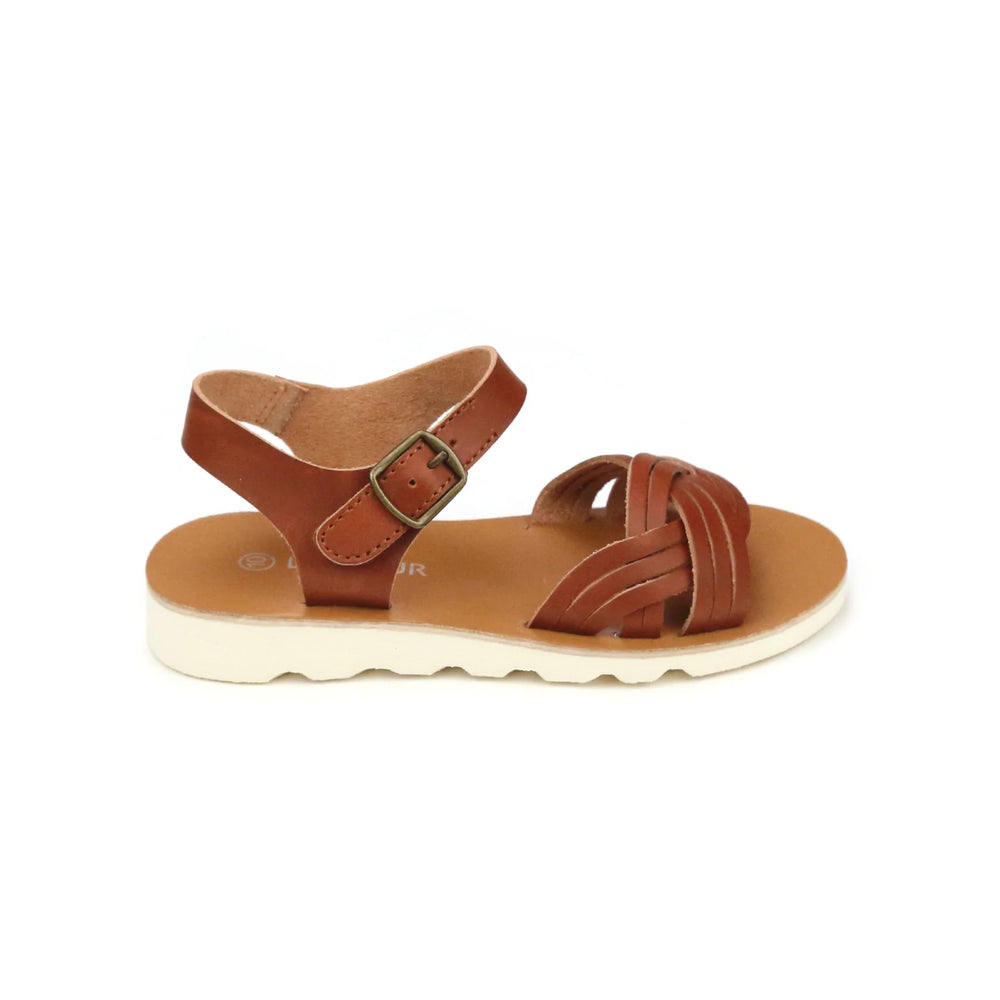 L'Amour - Cognac Athena Braided Sandal