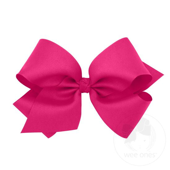 Pink grossgrain hair bow by Wee Ones featuring a classic knot wrap style, perfect for children's hair accessories.