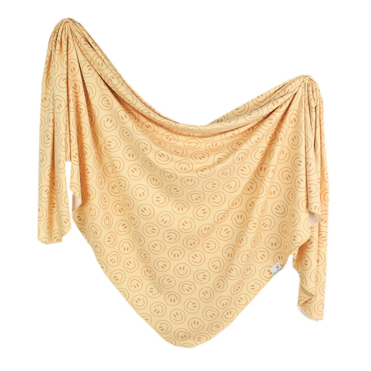 Copper Pearl Vance Knit Swaddle Blanket displayed flat with soft knit texture and neutral color, perfect for cozy swaddling.
