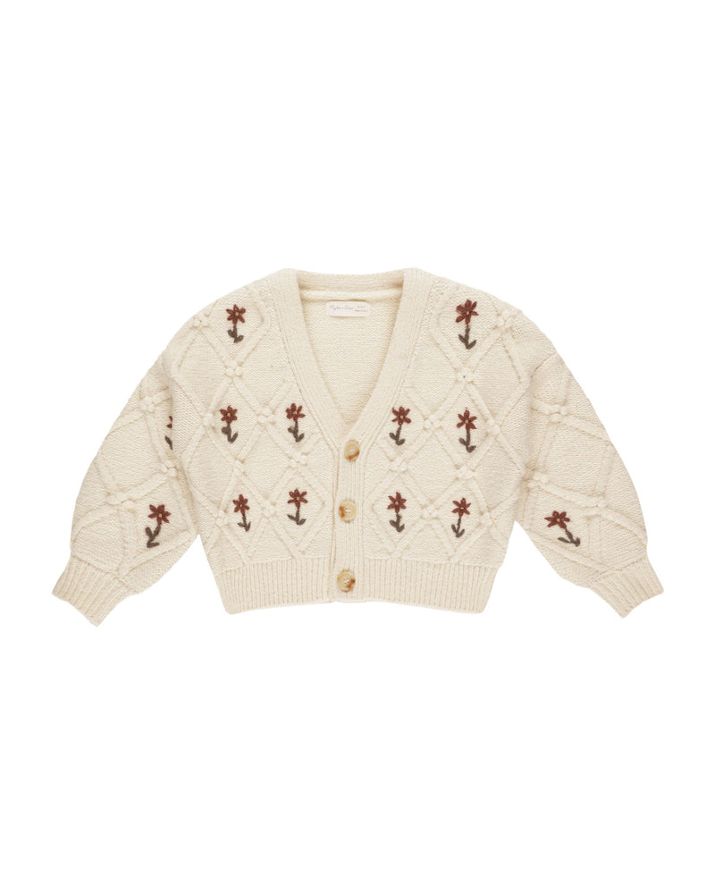 Rylee & Cru - Winter Floral Embroidery Boxy Cardigan