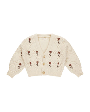 Rylee & Cru - Winter Floral Embroidery Boxy Cardigan