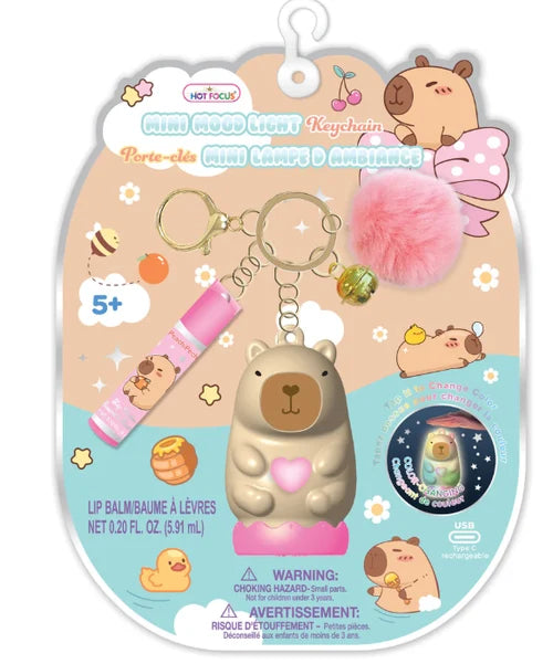 Capybara Led Mini Pink Mood Light Keychain