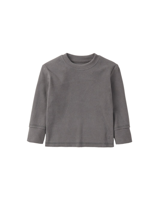 Graphite Long Sleeve Ribbed Tee
