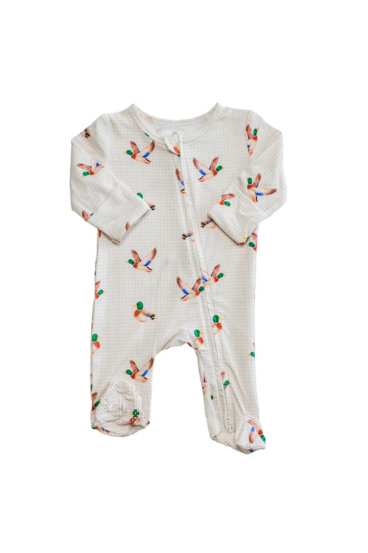 Little Mallard Bamboo Zipper Footie