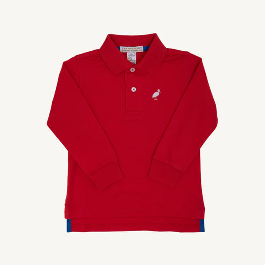 Nantucket Red/Worth Avenue White LS Prim and Proper Polo