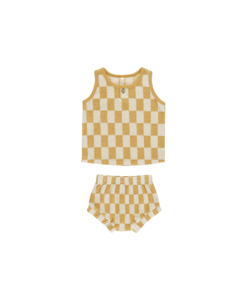 Rylee & Cru - Marigold Check Baby Tank Set