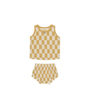 Rylee & Cru - Marigold Check Baby Tank Set
