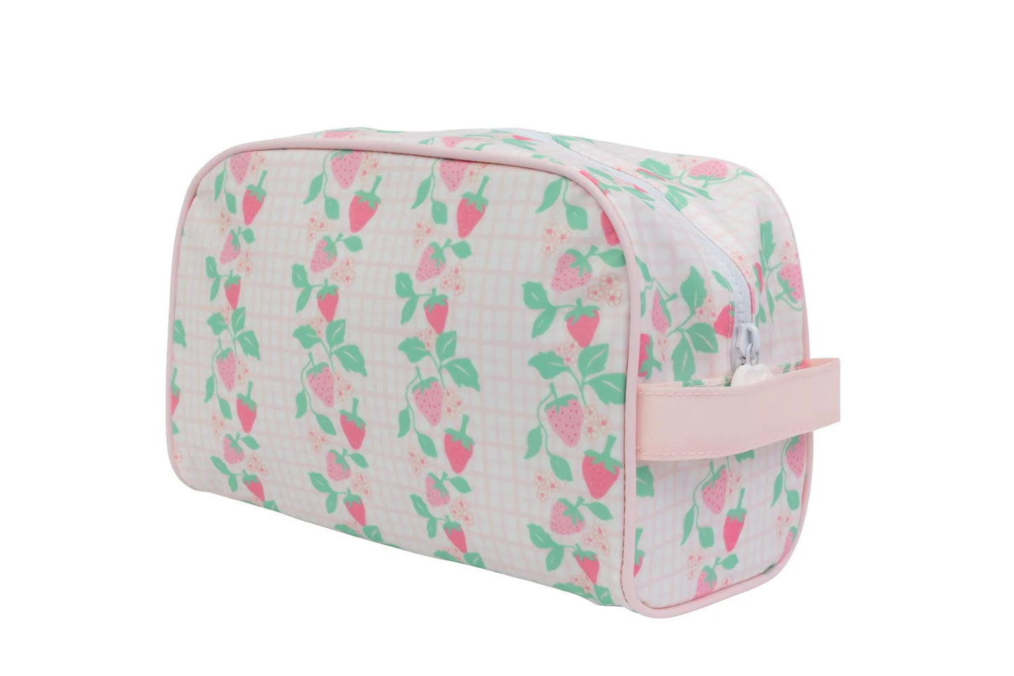 Apple of My Isla Dopp Kit with sleek black exterior and zipper closure, perfect for travel and organization.