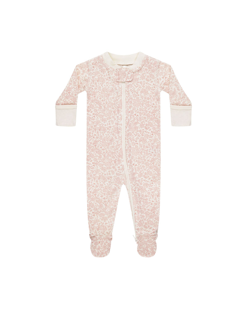 Quincy Mae - Pink Blossom Zip Long Sleeve Sleeper Footie