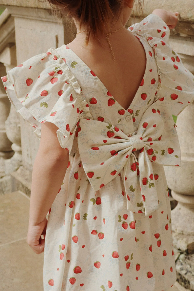 Konges Slojd - Evia Bow Dress Gots Strawberries