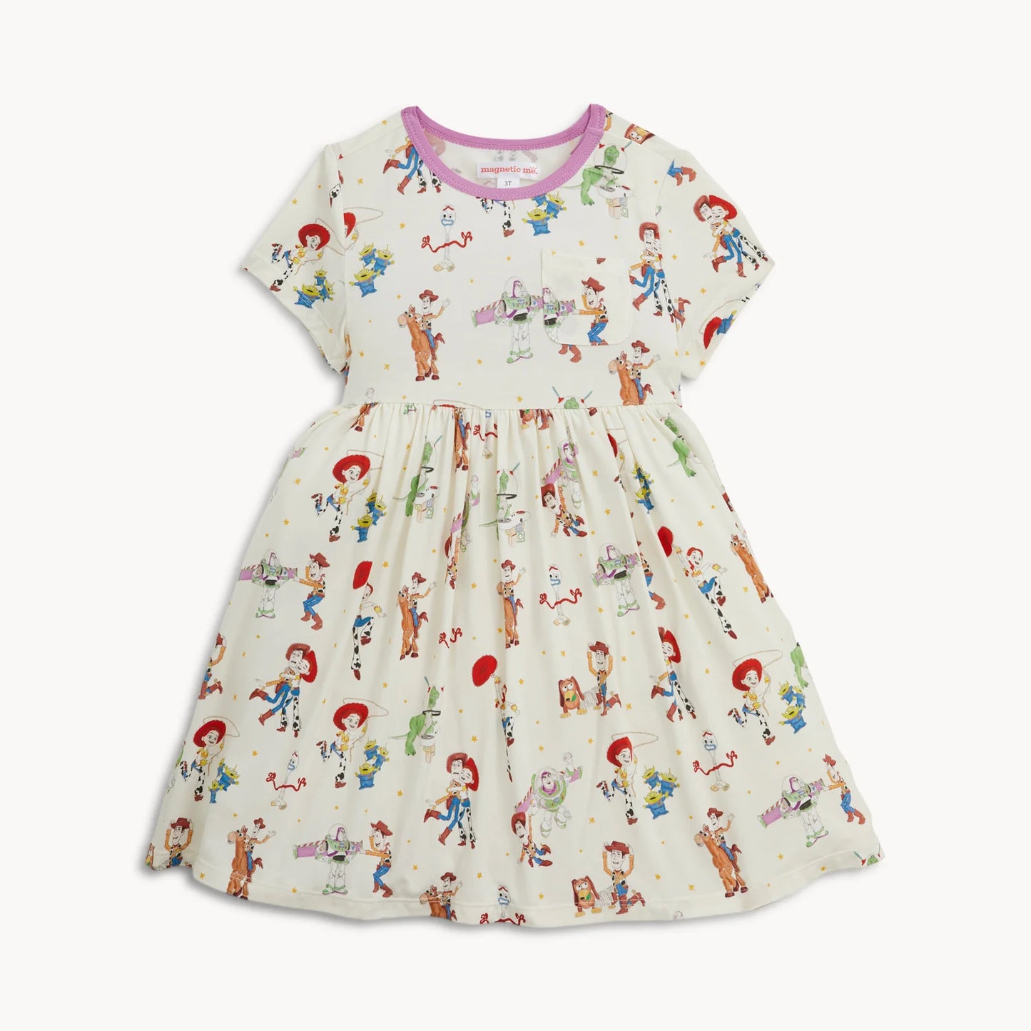 Toy Story Woody & Friends Magnetic Dress for children, featuring colorful characters from the Toy Story movie in a playful design.