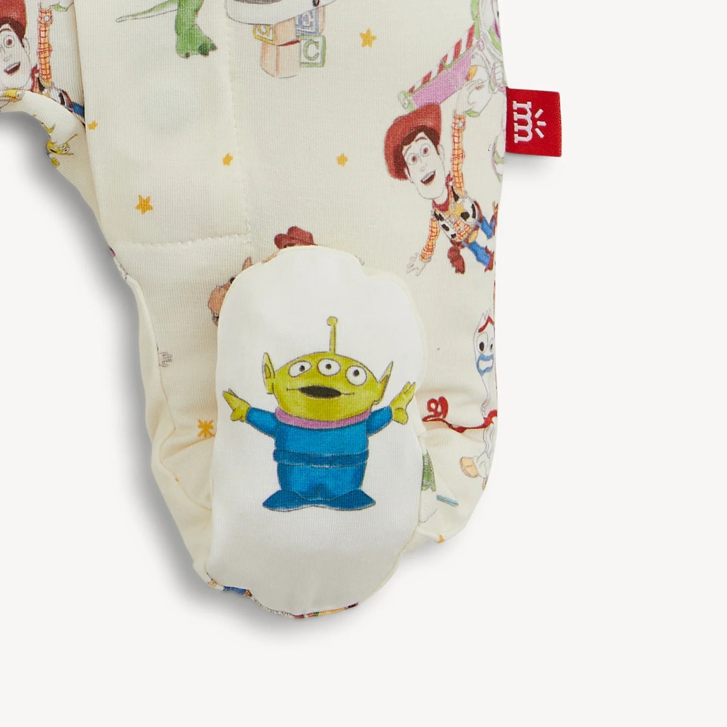 Magnetic Me Toy Story Woody & Friends modal magnetic footie featuring Woody and characters from Toy Story, soft and comfortable for babies.