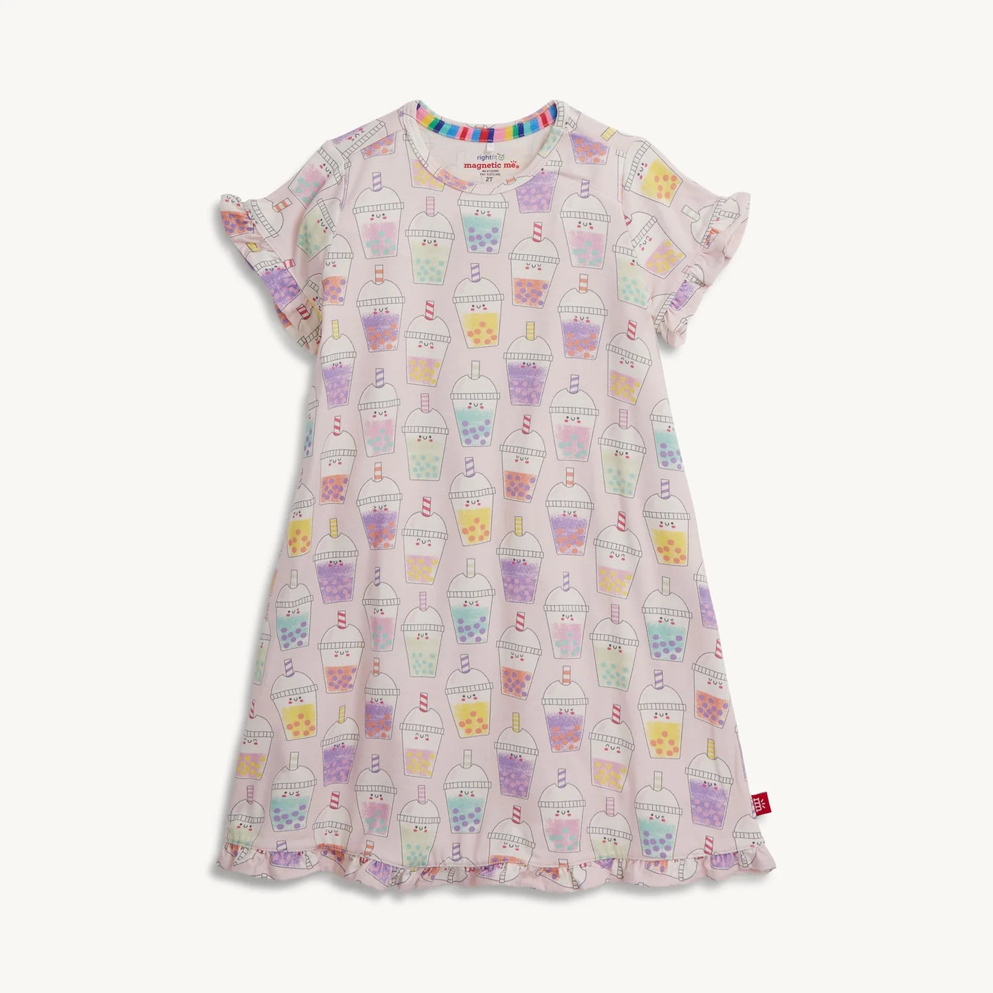 Magnetic Me Boba Beau-Tea RightFit™ magnetic nightgown in soft fabric, featuring a comfortable fit and easy-to-use magnetic closures.