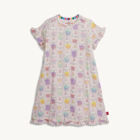 Magnetic Me Boba Beau-Tea RightFit™ magnetic nightgown in soft fabric, featuring a comfortable fit and easy-to-use magnetic closures.