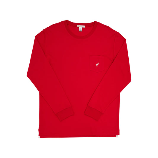 The Beaufort Bonnet Company - Men's Long Sleeve Carter Crewneck - Richmond Red/Worth Avenue White