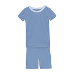 Kicked Pants - Short Sleeve Pajama Set with Shorts in Dream Blue with Dew
