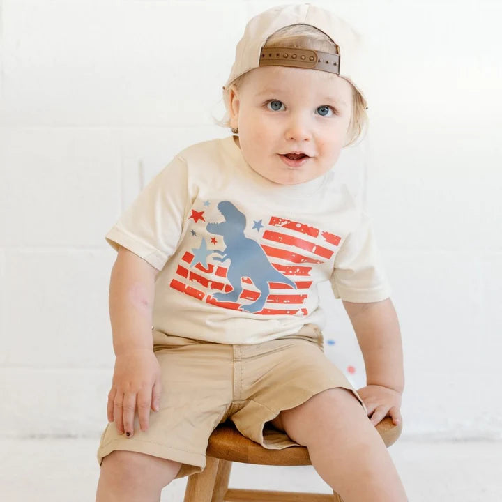 
            
                Load image into Gallery viewer, Sweet Wink - All American Dino Short Sleeve T-Shirt - Natural
            
        
