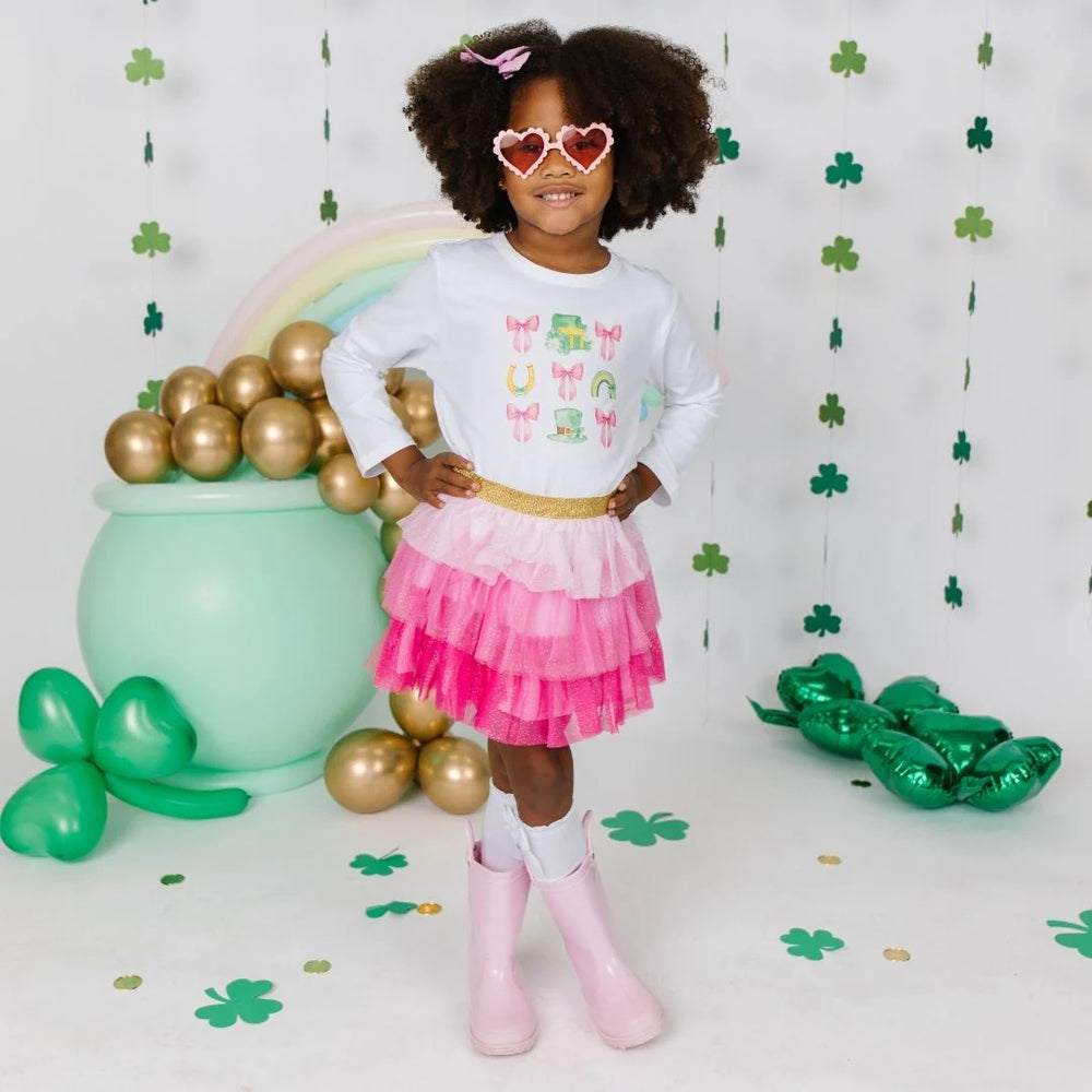 
            
                Load image into Gallery viewer, Sweet Wink - Lucky Coquette St. Patrick&amp;#39;s Day Long Sleeve Shirt - White
            
        