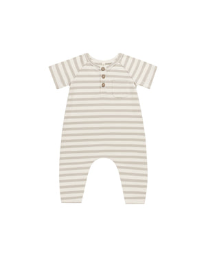 Quincy Mae - Grey stripe Short Sleeve Jumpsuit