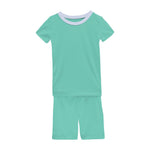 Kicked Pants - Short Sleeve Pajama Set with Shorts in Glass with Dew