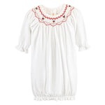 Baby Club Chic - Red Embroidered Smocked Bishop Gown