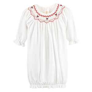 Baby Club Chic - Red Embroidered Smocked Bishop Gown