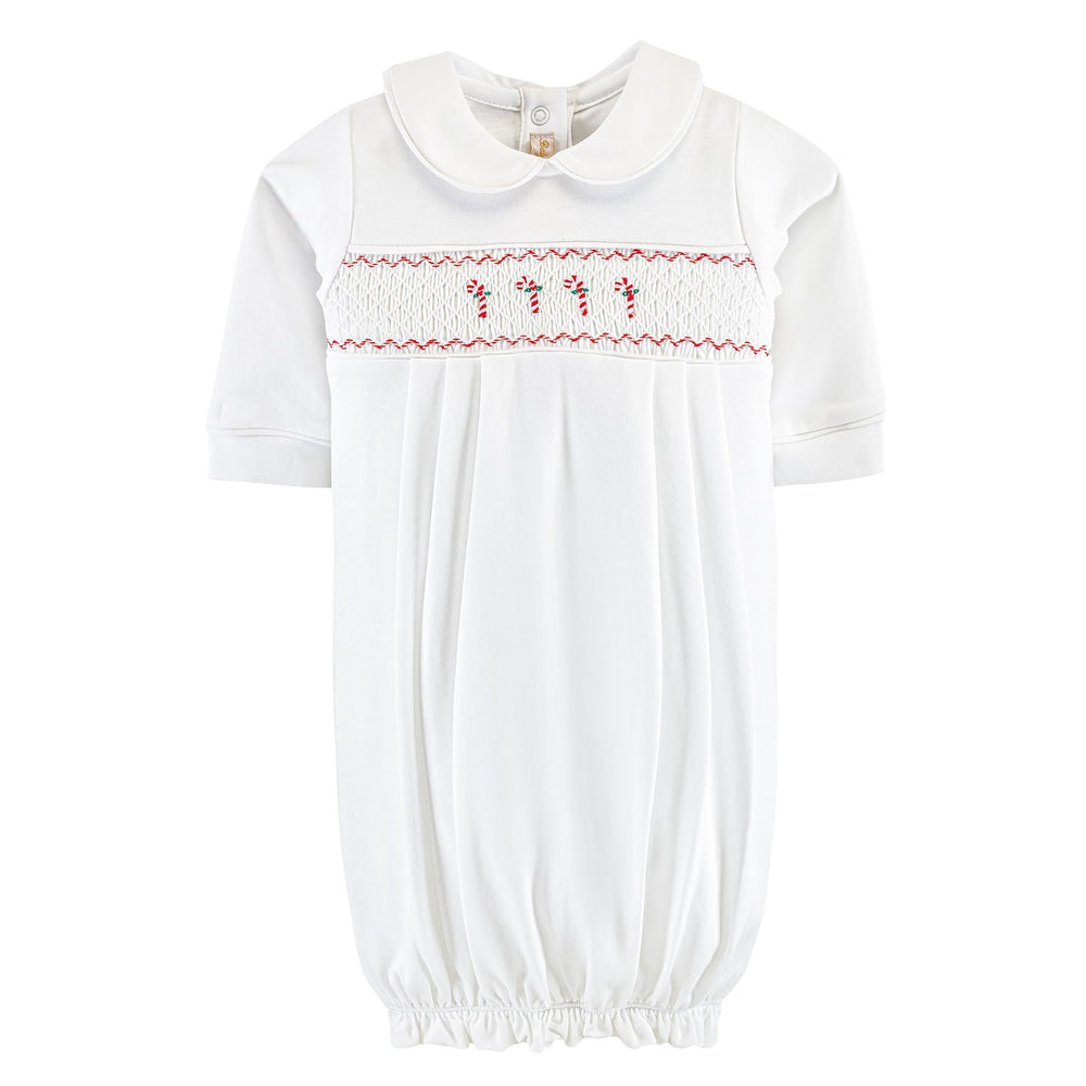 Baby Club Chic - Candy Cane Embroidered Collared Gown