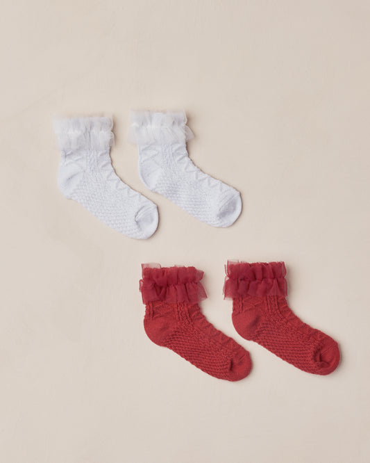 Ruby,Silver Shimmer Ruffle Socks