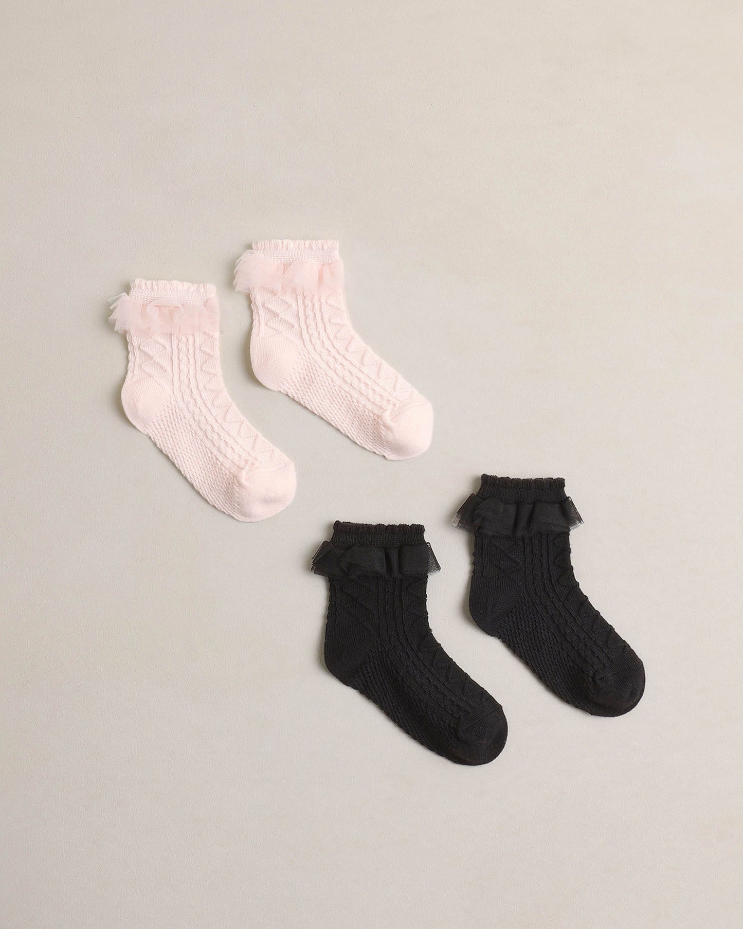 Black, Blush Ruffle Socks