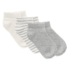 Kickee Pants - Print Ankle Socks Set of 3 in Heathered Mist, Heathered Mist Sweet Stripe & Natural
