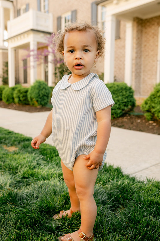 Little Paper Kids - Nolan Bubble - Ocean Stripe Linen